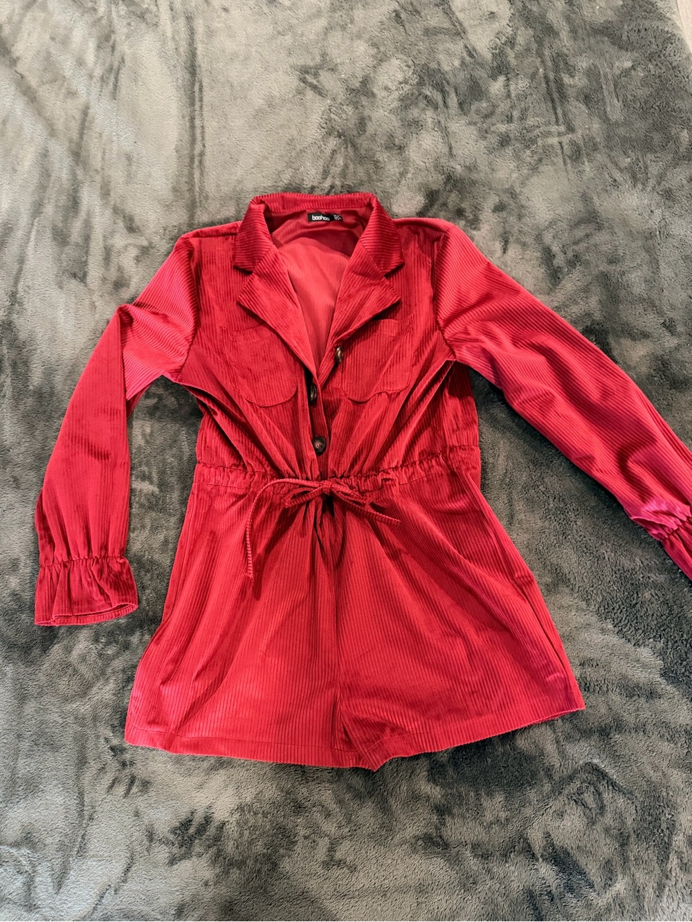 Boohoo Crimson Corduroy Romper
